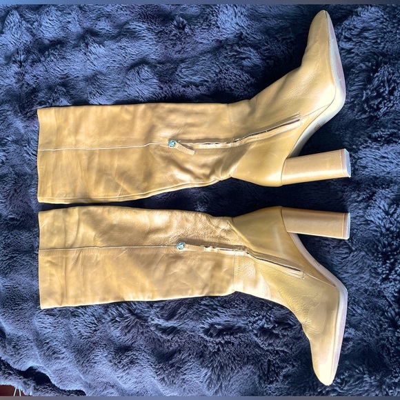 Brown Zara Over the Knee Real Leather Boots Size 9 - Picture 3 of 5